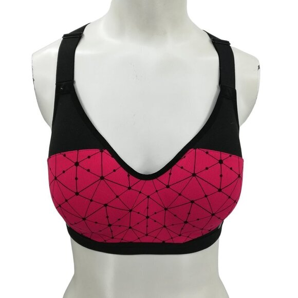Victorias Secret Sport VSX Racerback Sports Bra Size 34C Red Black Underwire - Picture 1 of 9